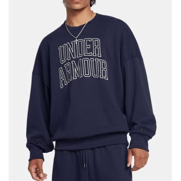 Under Armour Icon Heavyweight Terry Men's Oversized Crew Black M - Picture 1 of 6